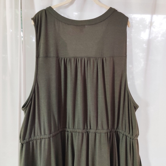 Torrid Olive Green Jersey Zip Front Drawstring Knee Length Dress Stretchy Size 5 - Picture 7 of 8